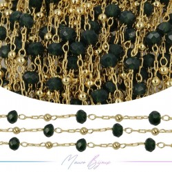 Chain in Gold Inox Dark Green Crystal 1mt