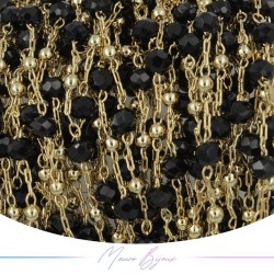Chain in Gold Inox Black Crystal 1mt Chain in Gold Inox Black Crystal 1mt