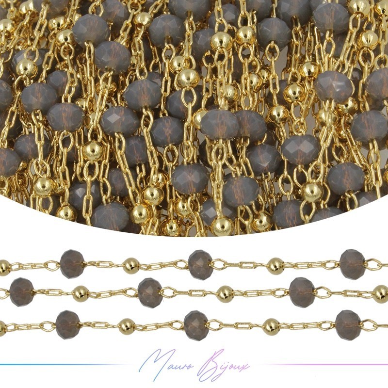 Catena in Acciaio Dorato Cristallo Grigio 1 mt