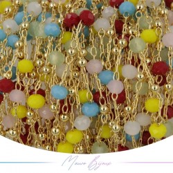 Chain in Gold Inox Multicolor Crystal 1mt