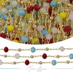 Catena in Acciaio Dorato Cristallo Multicolor 1 mt