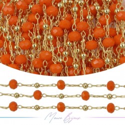 Catena in Acciaio Dorato Cristallo Arancione 1 mt