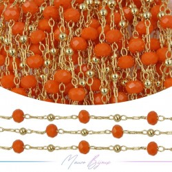 Chain in Gold Inox Orange Crystal 1mt