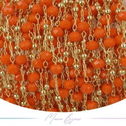 Chain in Gold Inox Orange Crystal 1mt