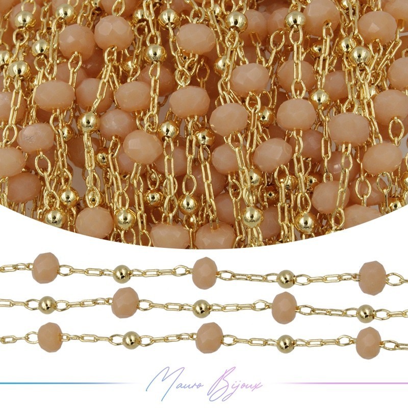 Catena in Acciaio Dorato Cristallo Arancione Chiaro B 1 mt
