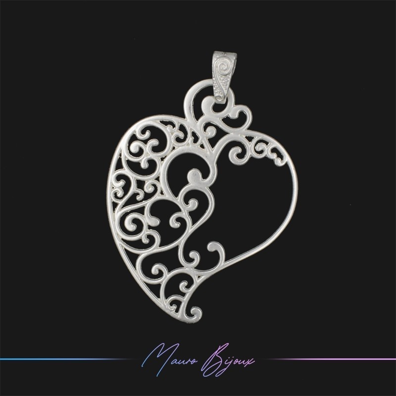 Zamak Pendan Matt Silver Heart C 1 Piece