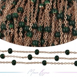 Chain in Rose Gold Inox Enamelled Dark Green 1mt