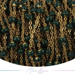 Chain in Gold Inox Enamelled Dark Green 1mt