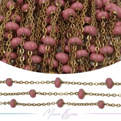 Chain in Gold Inox Enamelled Rose 1mt