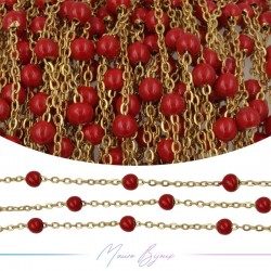 Chain in Gold Inox Enamelled Red 1mt