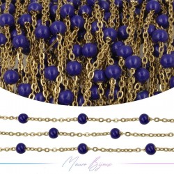 Chain in Gold Inox Enamelled Blue 1mt