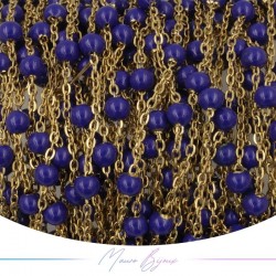 Chain in Gold Inox Enamelled Blue 1mt
