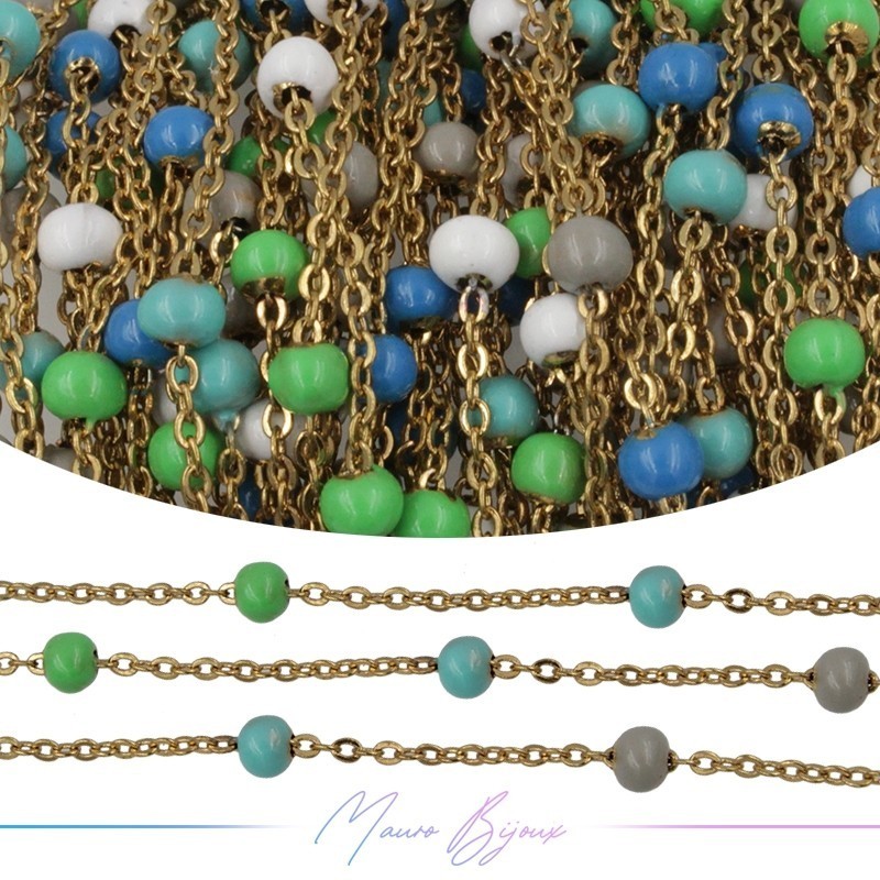 Chain in Gold Inox Enamelled Multicolor E 1mt