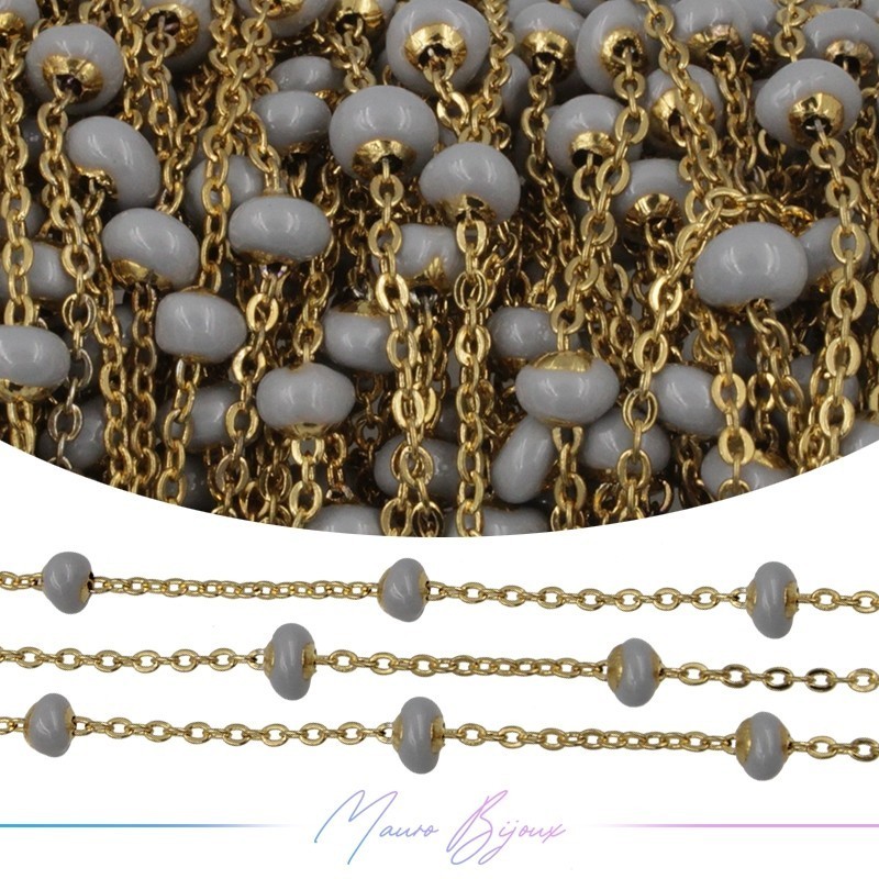 Chain in Gold Inox Enamelled Grigio 1mt