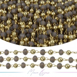 Chain in Gold Inox Grey Crystals 1mt