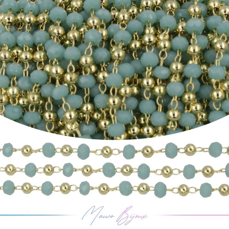 Chain in Gold Inox Turquoise Crystals 1mt