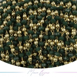 Chain in Gold Inox Dark Green Crystals 1mt