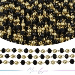 Chain in Gold Inox Black Crystals 1mt