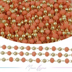 Chain in Gold Inox Orange Crystals 1mt