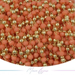 Catena in Acciaio Dorato Cristalli Arancione con Pallina 1 mt