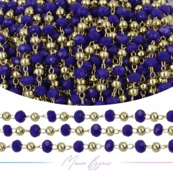Chain in Gold Inox Blue Crystals 1mt