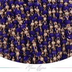 Chain in Rose Gold Inox Blue Crystals 1mt