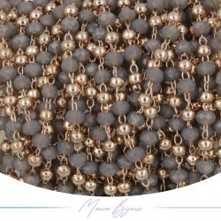 Chain in Rose Gold Inox Grey Crystals 1mt