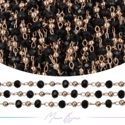 Chain in Rose Gold Inox Black Crystals 1mt