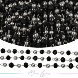 Chain in Silver Inox Black Crystals 1mt