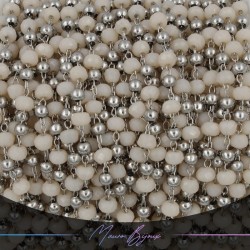 Chain in Silver Inox Cream Crystals 1mt