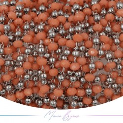Chain in Silver Inox Orange Crystals 1mt