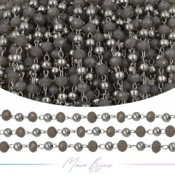 Chain in Silver Inox Grey Crystals 1mt