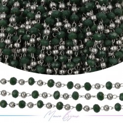 Chain in Silver Inox Dark Green Crystals 1mt