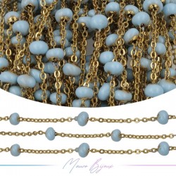Chain in Gold Inox Enamelled Light Blue 1mt