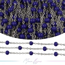 Chain in Silver Inox Enamelled Blue 1mt