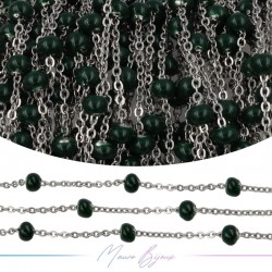 Chain in Silver Inox Enamelled Dark Green 1mt