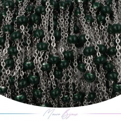 Chain in Silver Inox Enamelled Dark Green 1mt