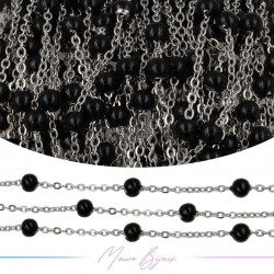 Chain in Silver Inox Enamelled Black 1mt