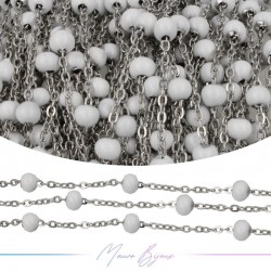 Chain in Silver Inox Enamelled White 1mt