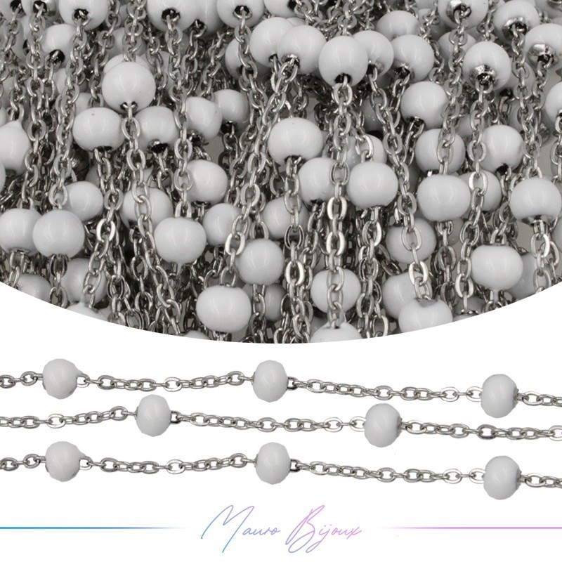 Catena in Acciaio Argento Smaltati Bianco 1 mt