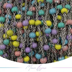 Chain in Silver Inox Enamelled Multicolor B 1 mt