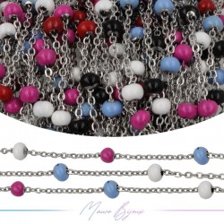 Chain in Silver Inox Enamelled Multicolor C 1 mt
