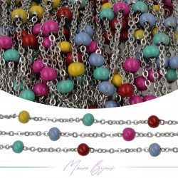 Chain in Silver Inox Enamelled Multicolor D 1 mt
