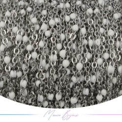 Chain in Silver Inox Enamelled White 1mt