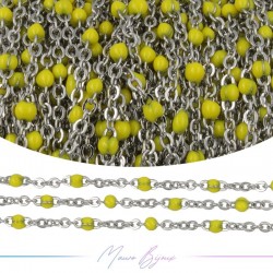 Chain in Silver Inox Enamelled Yellow 1 mt