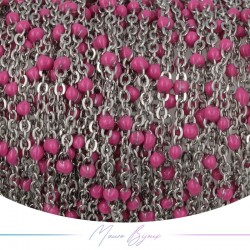 Chain in Silver Inox Enamelled Fuchsia 1 mt
