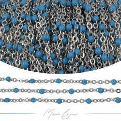 Chain in Silver Inox Enamelled Light Blue 1 mt
