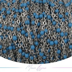Catena in Acciaio Argento Pallina Smaltati Azzurro 1 mt