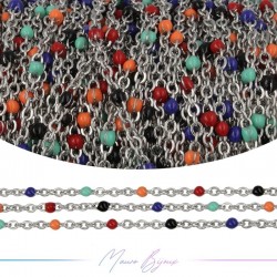 Chain in Silver Inox Enamelled Multicolor 1 mt