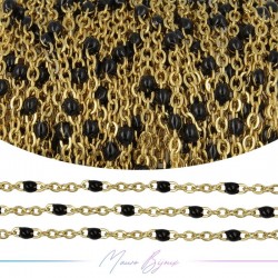 Chain in Gold Inox Enamelled Black 1mt